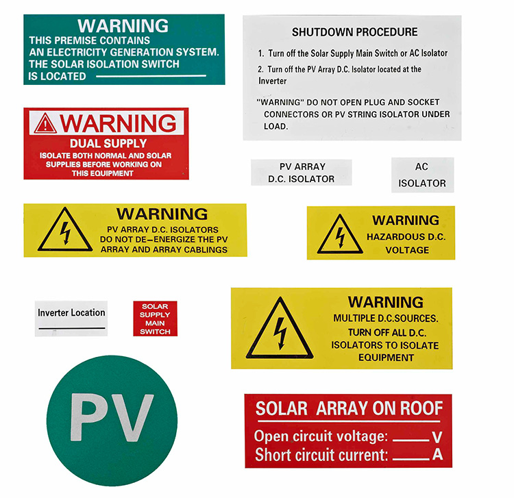 Pv-süsteemi hoiatussildid